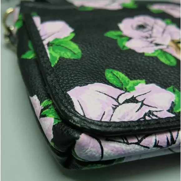 BETSEY JOHNSON Mini Cross Body Purse Wallet Bag Black/Roses Chain Strap - Picture 11 of 12